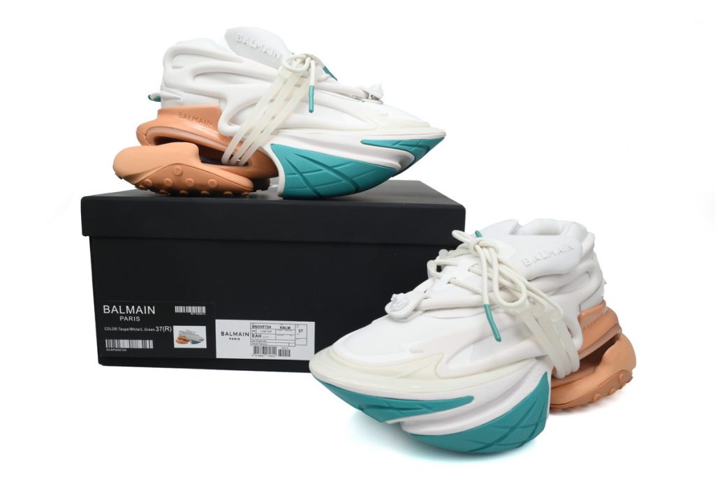 BALMAIN Multikolor Buty sportowe White Green Orange OKLU2026647
