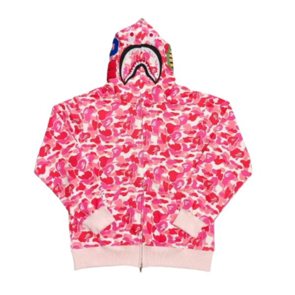 BAPE ABC Camo Shark Full Zip Hoodie Pink OG051304