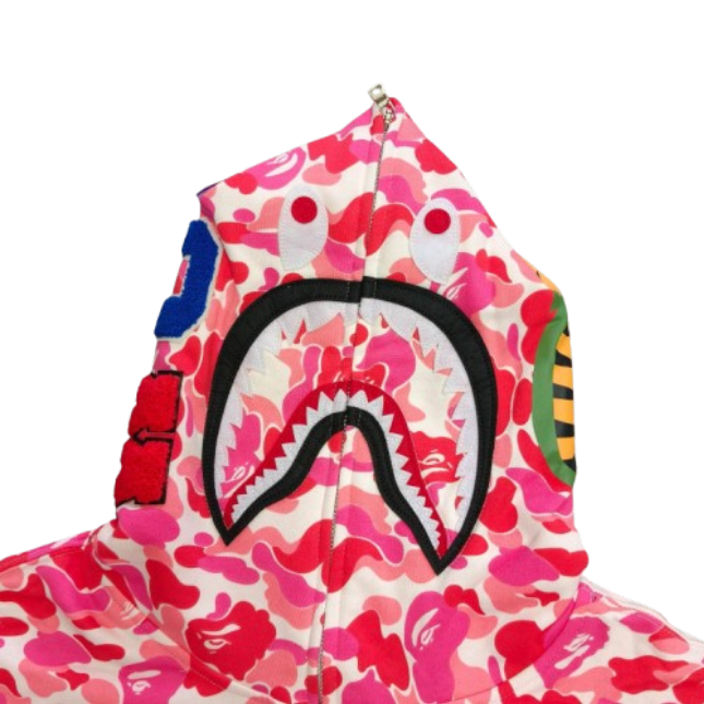 BAPE ABC Camo Shark Full Zip Hoodie Pink OG051304