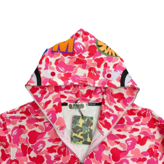 BAPE ABC Camo Shark Full Zip Hoodie Pink OG051304