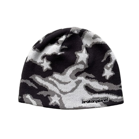 Broken Planet Camouflage Knitted Hat Camouflage Black Grey OKLU20262142