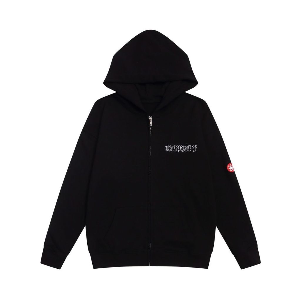 Cav Empt Black Zip Up Gothic Text Hoodie OKZY20261318