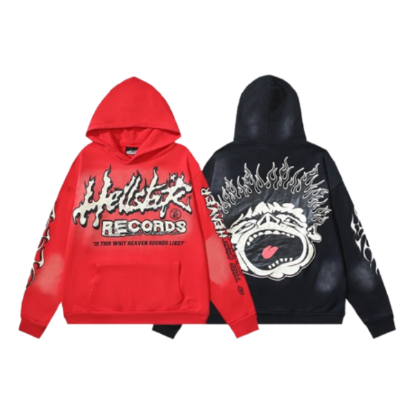 Hellstar Hell Red Flare star Retro washed distressed Print Hoodie OG051443