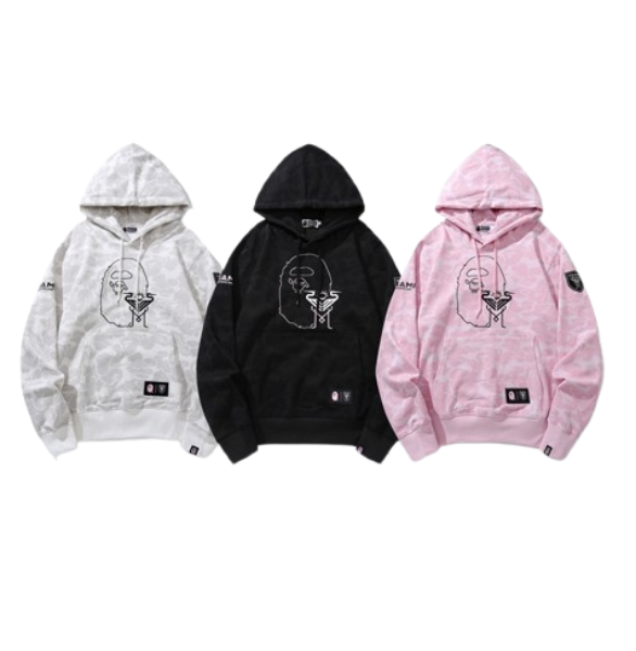 OBO BAPE x Inter Miami CF Camo Pullover Hoodie Pink & Black & White OG051449