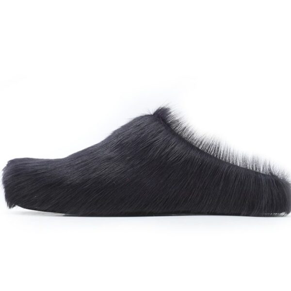 Marni Long-Hair Calfskin Fussbett Sabot Black OG0429216