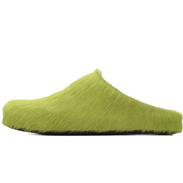 Marni Long-Hair Calfskin Fussbett Sabot Green OG0429217