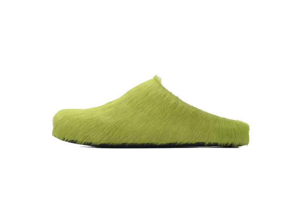 Marni Long-Hair Calfskin Fussbett Sabot Green OG0429217