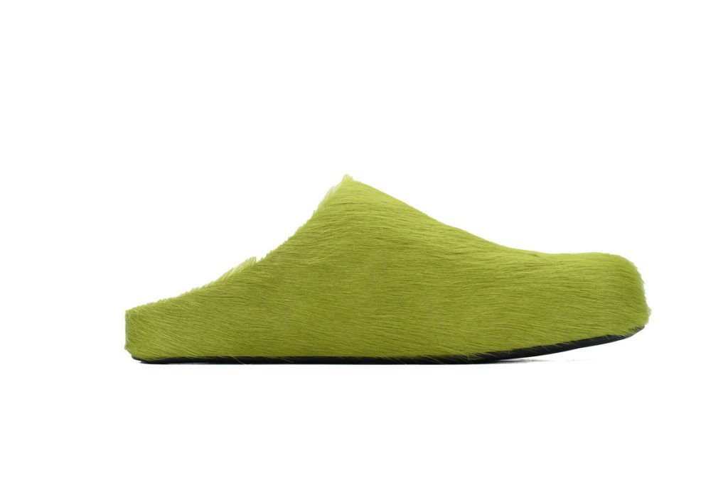 Marni Long-Hair Calfskin Fussbett Sabot Green OG0429217