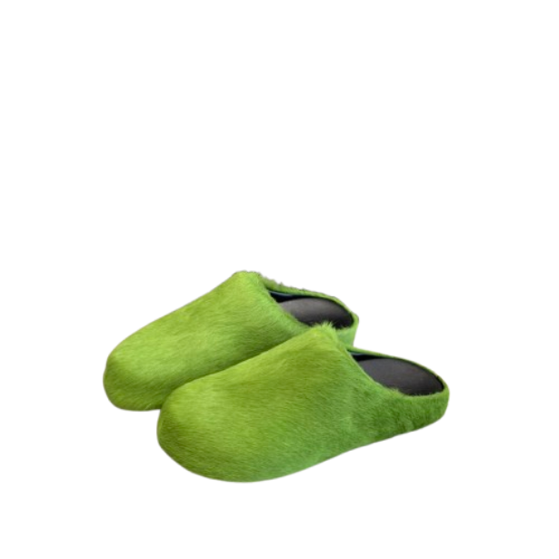 Marni Long-Hair Calfskin Fussbett Sabot Green OG0429217