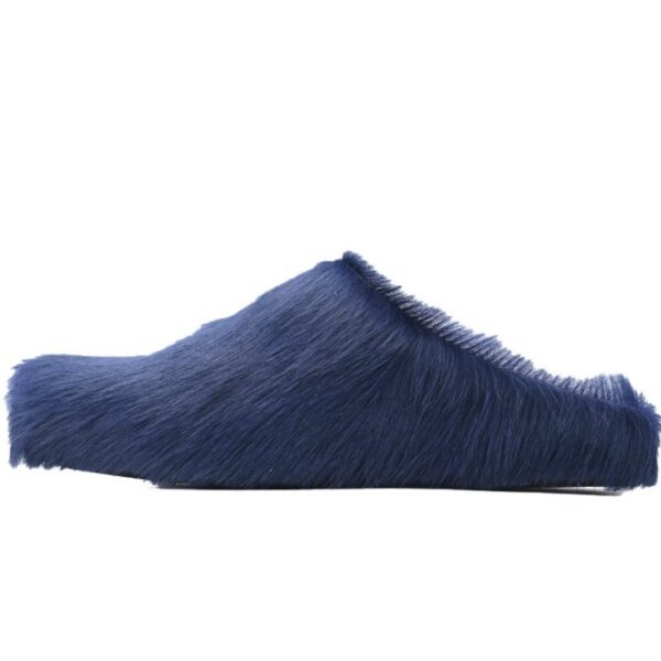 Marni Long-Hair Calfskin Fussbett Sabot Navy OG0429218