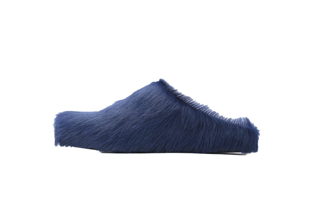Marni Long-Hair Calfskin Fussbett Sabot Navy OG0429218