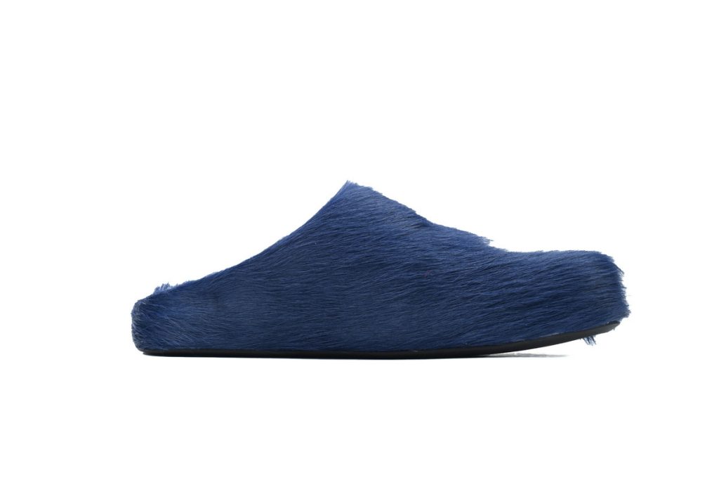 Marni Long-Hair Calfskin Fussbett Sabot Navy OG0429218