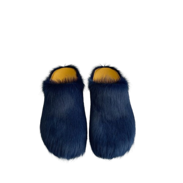 Marni Long-Hair Calfskin Fussbett Sabot Navy OG0429218