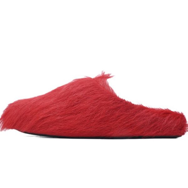 Marni Long-Hair Calfskin Fussbett Sabot Red OG0429219