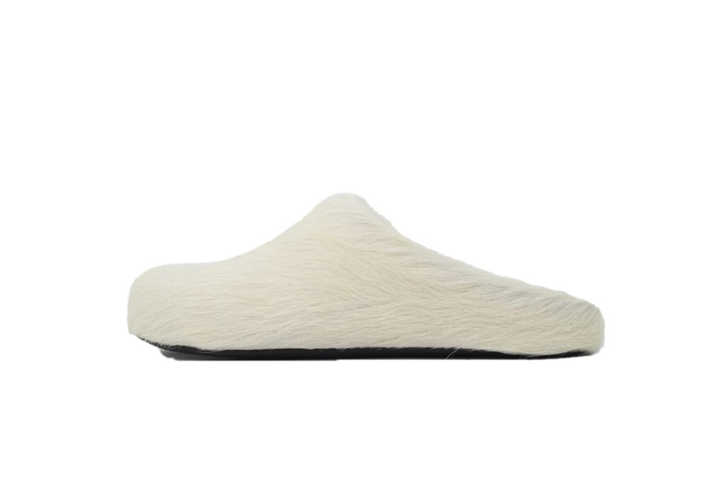 Marni Long-Hair Calfskin Fussbett Sabot White OG0429220