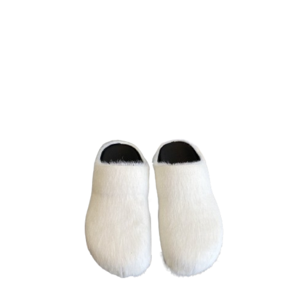 Marni Long-Hair Calfskin Fussbett Sabot White OG0429220