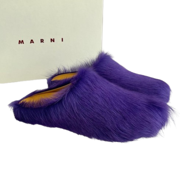 Marni Long-Hair Calfskin Fussbett Sabot Purple OG0429221