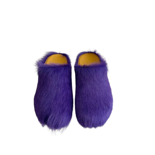 Marni Long-Hair Calfskin Fussbett Sabot Purple OG0429221