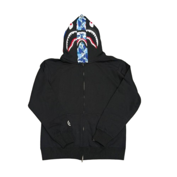 Bape ABC Camo Double Shark Full Zip Hoodie Black Blue OG051302