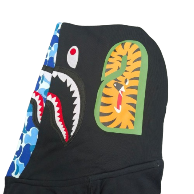 Bape ABC Camo Double Shark Full Zip Hoodie Black Blue OG051302