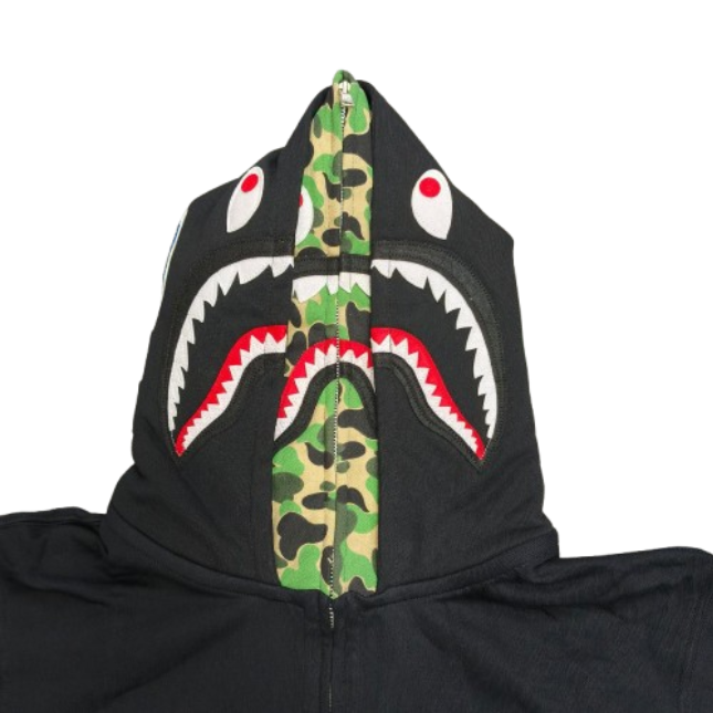 Bape ABC Camo Double Shark Full Zip Hoodie Black Green OG051303