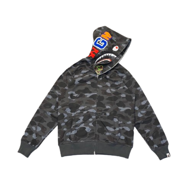 BAPE Color Camo Shark Zip Hoodie Black OG051306