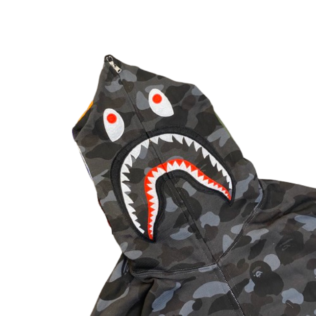 BAPE Color Camo Shark Zip Hoodie Black OG051306