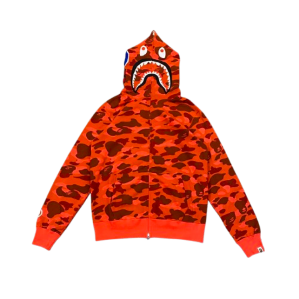 BAPE Color Camo Shark Zip Hoodie Red OG051307