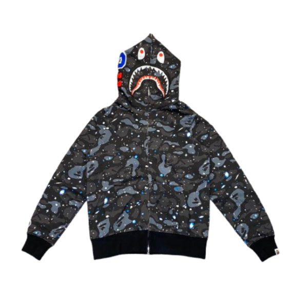 BAPE Space Camo Shark WGM Full-Zip Hoodie Black OG051309