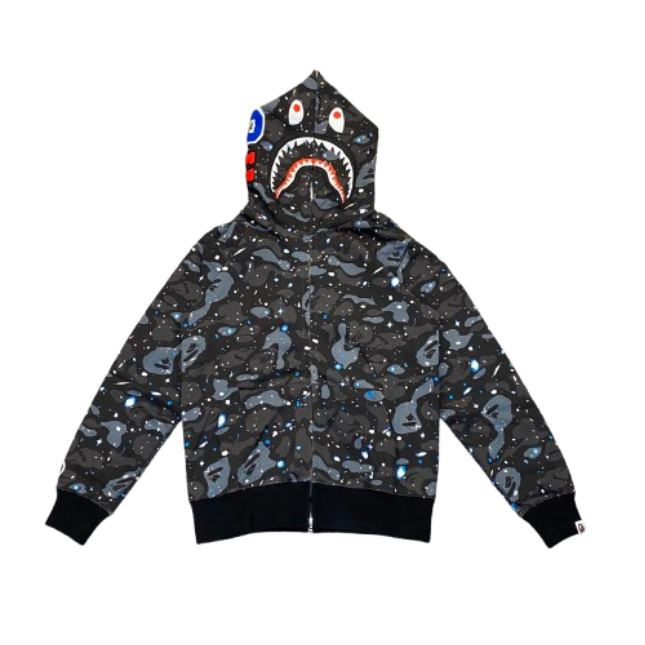 BAPE Space Camo Shark WGM Full-Zip Hoodie Black OG051309