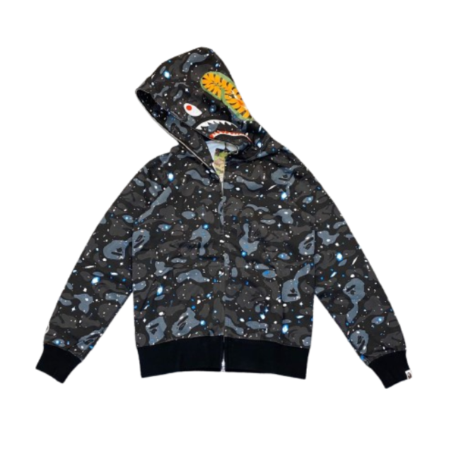 BAPE Space Camo Shark WGM Full-Zip Hoodie Black OG051309