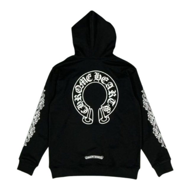 Chrome Hearts Horse Shoe Floral Hoodie Black OG051312
