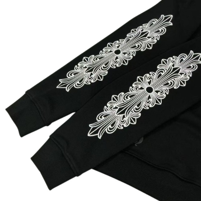 Chrome Hearts Horse Shoe Floral Hoodie Black OG051312