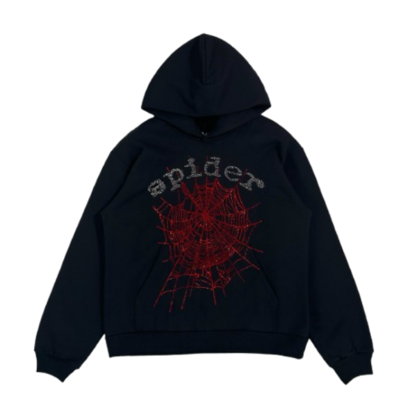 Sp5der OG Rhinestone Hoodie Black 2022 OG051317
