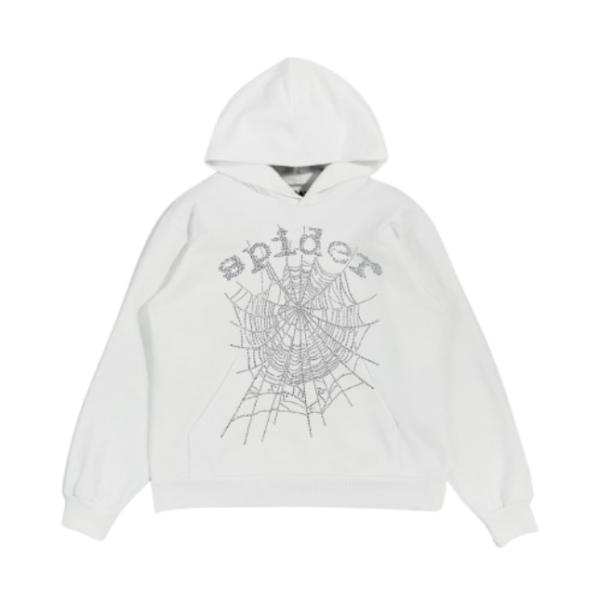 Sp5der OG Rhinestone Hoodie White OG051318