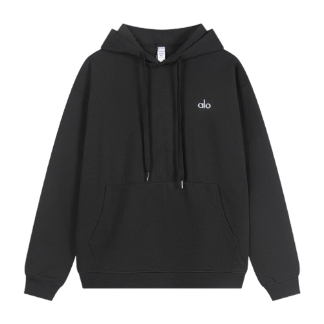Alo Yoga Accolade Full Zip Hoodie Black Grey OG051323
