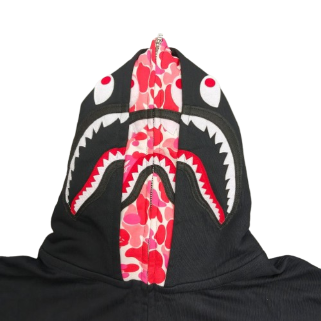 Bape ABC Camo Double Shark Full Zip Hoodie Black Pink OG051301