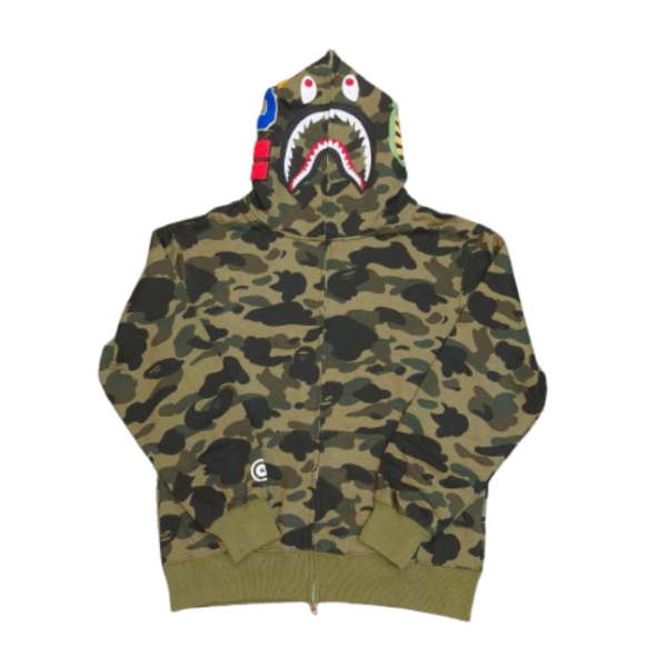 BAPE 1st Camo Shark Full Zip Hoodie Green OG051562