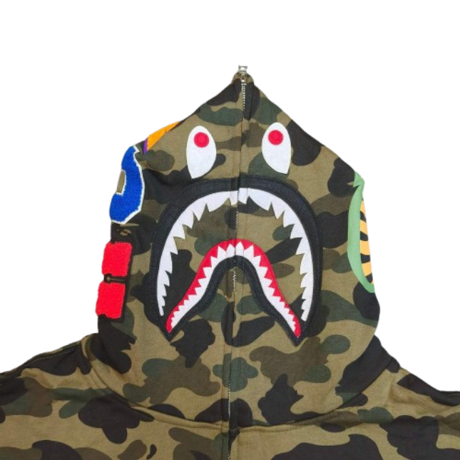 BAPE 1st Camo Shark Full Zip Hoodie Green OG051562