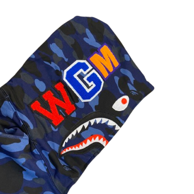 【Flash Sale】BAPE Color Camo Shark Full Zip Hoodie Navy OG051566
