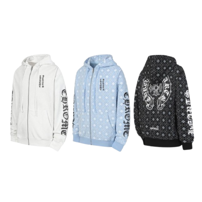 CHROME HEARTS Hoodie White&black&blue OG051571