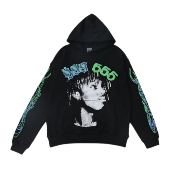 Sp5der X Juice Wrld 999 Hoodie Black OG051676