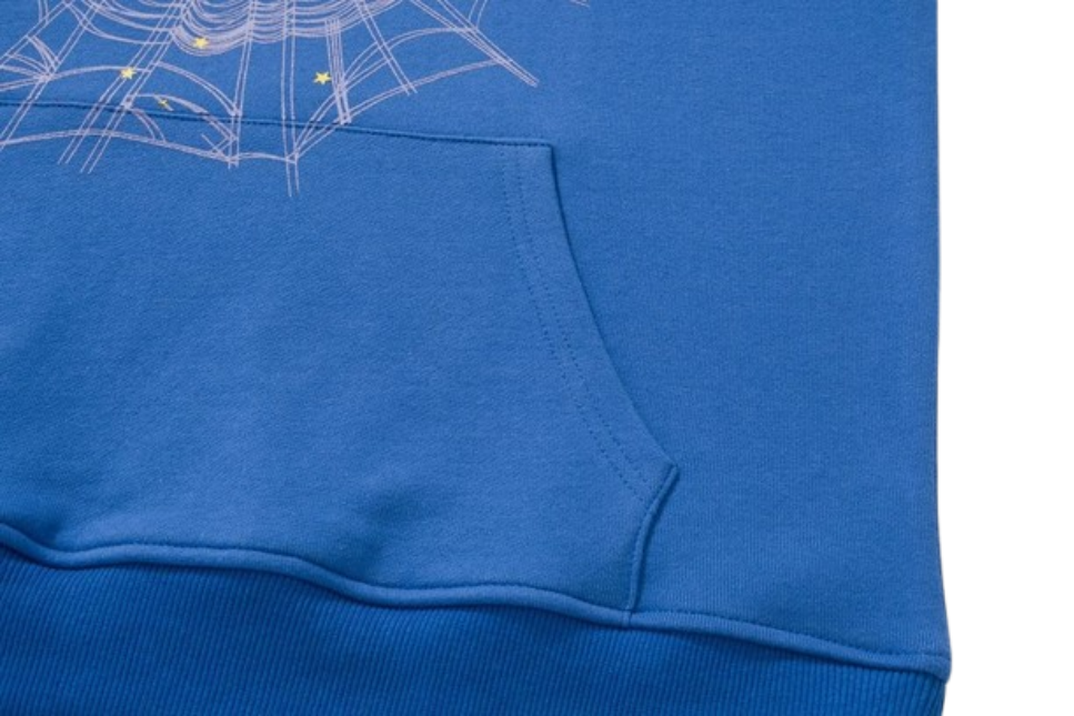 Sp5der Spider Web Print Gothic TC5 Hoodie Blue OG051680
