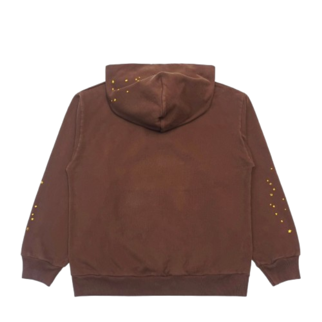 Sp5der Web Print Gothic Hoodie Brown OG051686