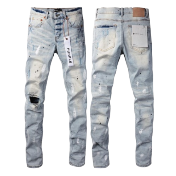 New Purple Brand Fashion Men Black Jeans Distressed Hole OG052226