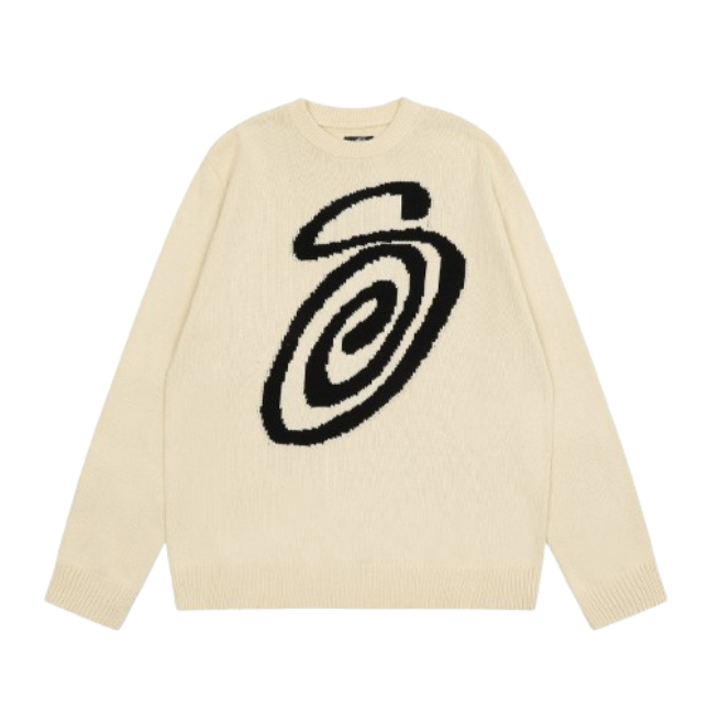 STUSSY mosquito coils jacquard round neck sweater OG052328