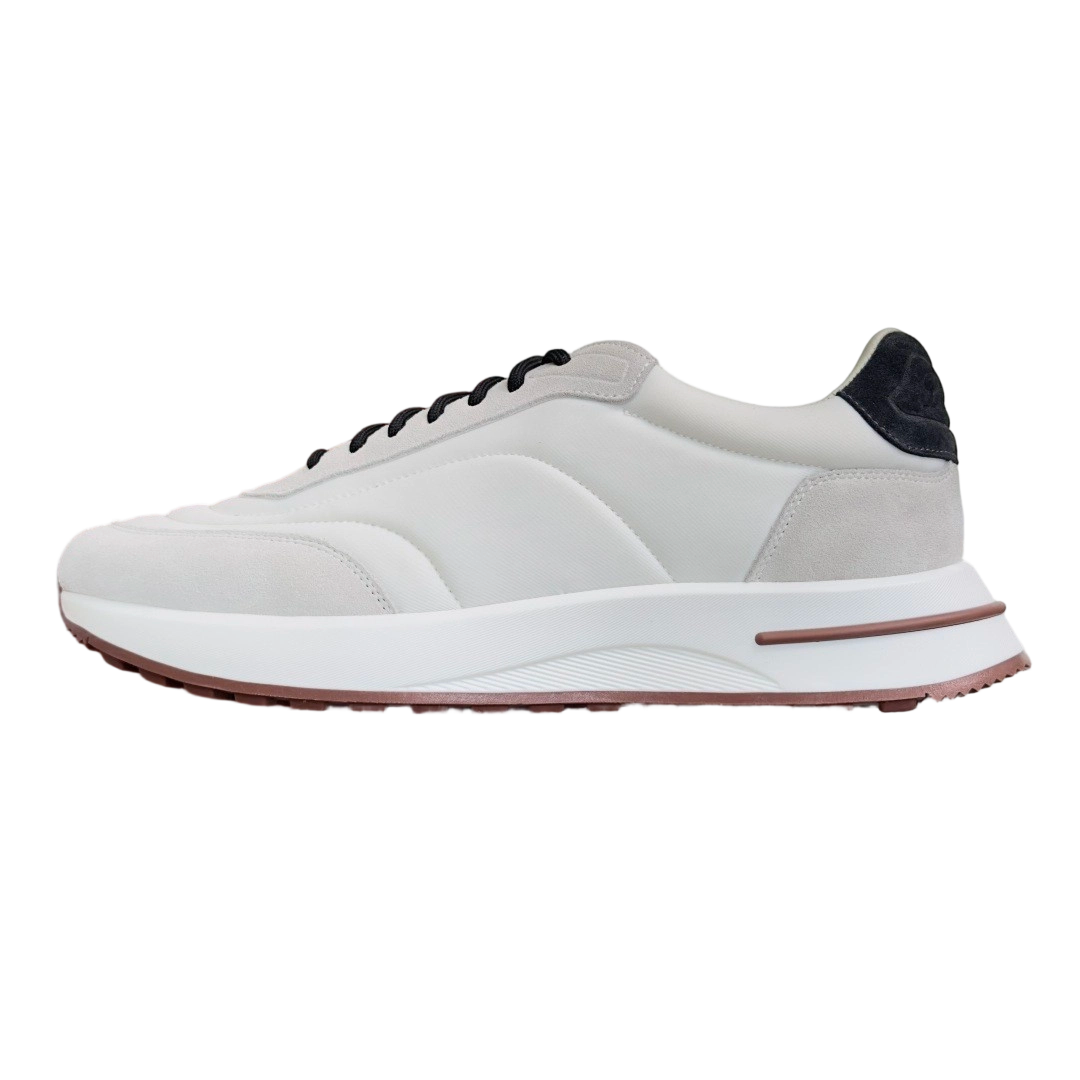 Loro Piana Week End Walk Suede-Trimmed Shell Sneakers White OG0709724