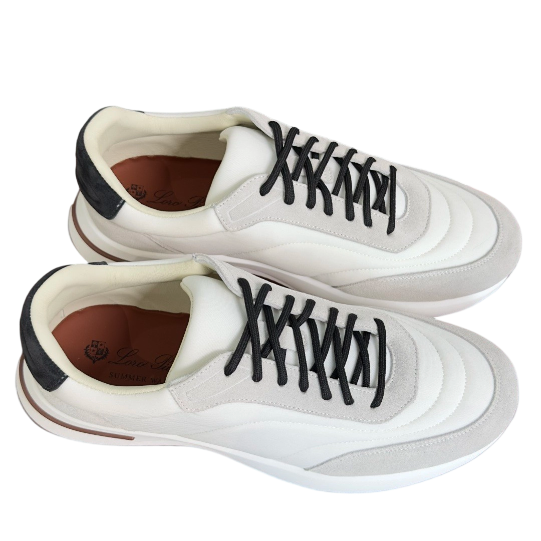 Loro Piana Week End Walk Suede-Trimmed Shell Sneakers White OG0709724