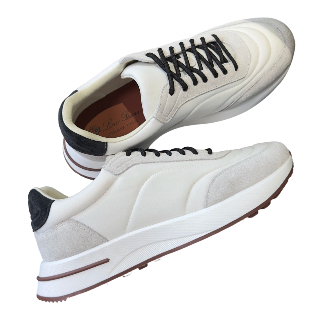 Loro Piana Week End Walk Suede-Trimmed Shell Sneakers White OG0709724