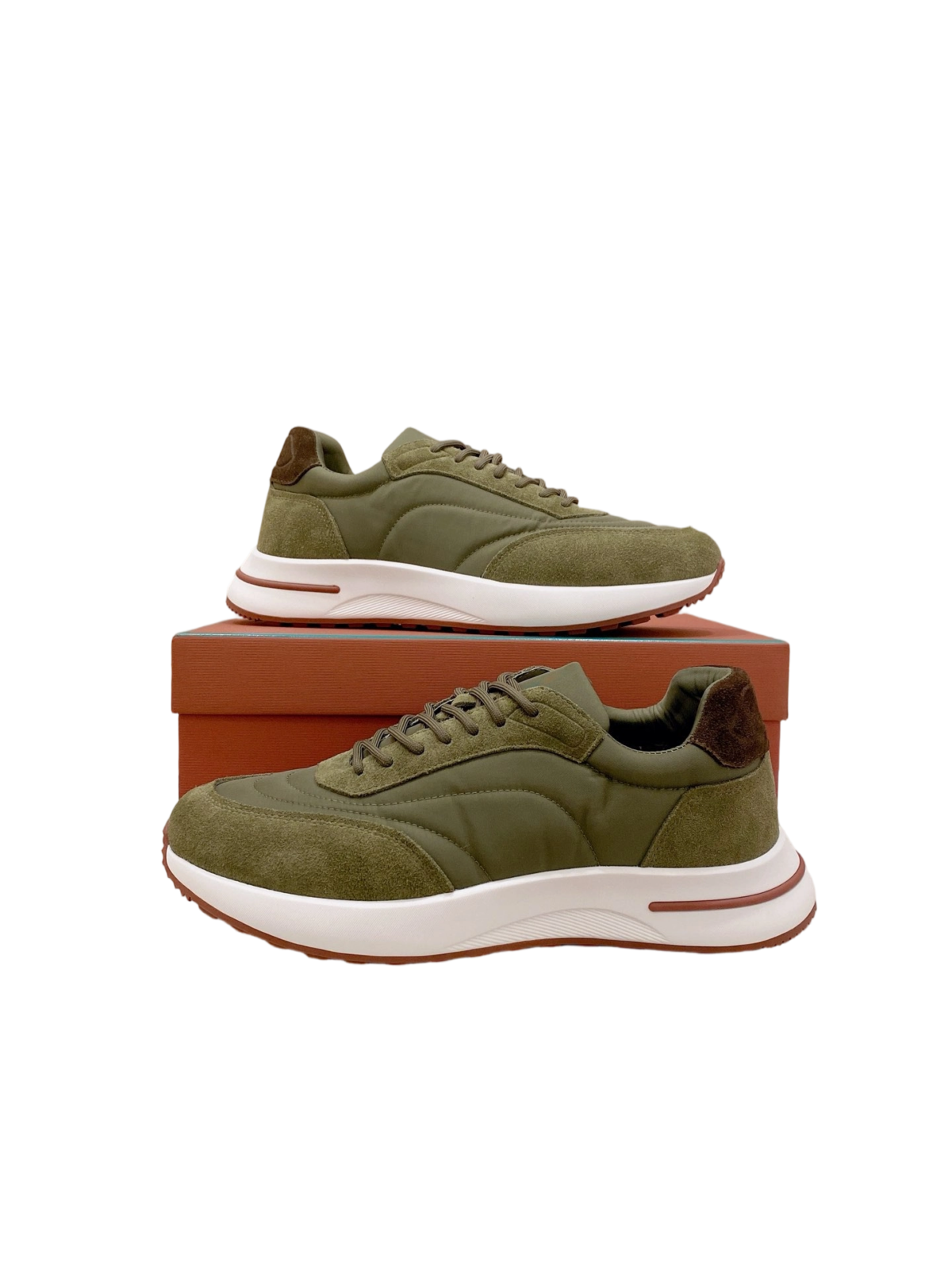Loro Piana Week End Walk Suede-Trimmed Shell Sneakers Green OG0709725